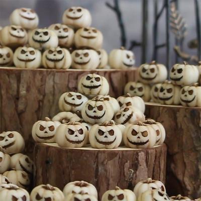 20PCS Creative Halloween White Pumpkins Outdoor Garden Bonsai Decoration Filled Pumpkin Ornaments Home Micro Landscape DIY Decor