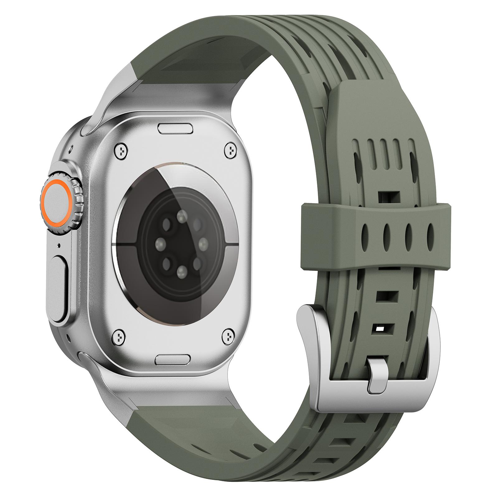 

Ремешок для часов с несколькими отверстиями для Apple Watch Series 10 46 мм/Ultra 2/Ultra 49 мм/9 8 7 45 мм/SE (2023) SE (2022) SE 6 5 4 44 мм/3 2 1 42 мм Forest Green