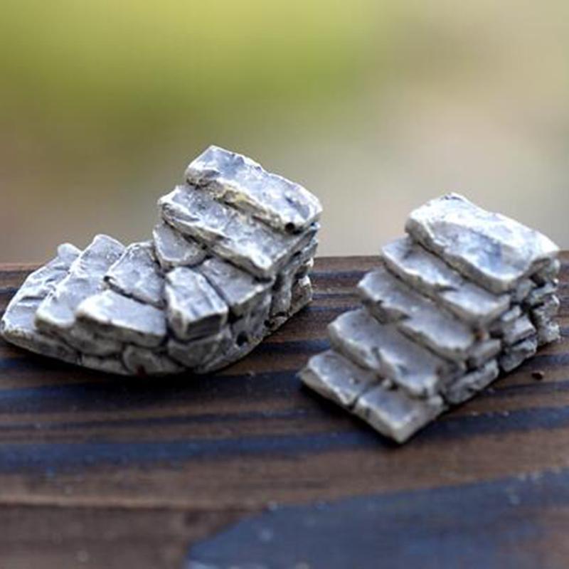 10Pcs Set Stone Stairs Figures Miniature Figurine Mini Fairy Garden Micro Landscape Tank Animal Statue Craft