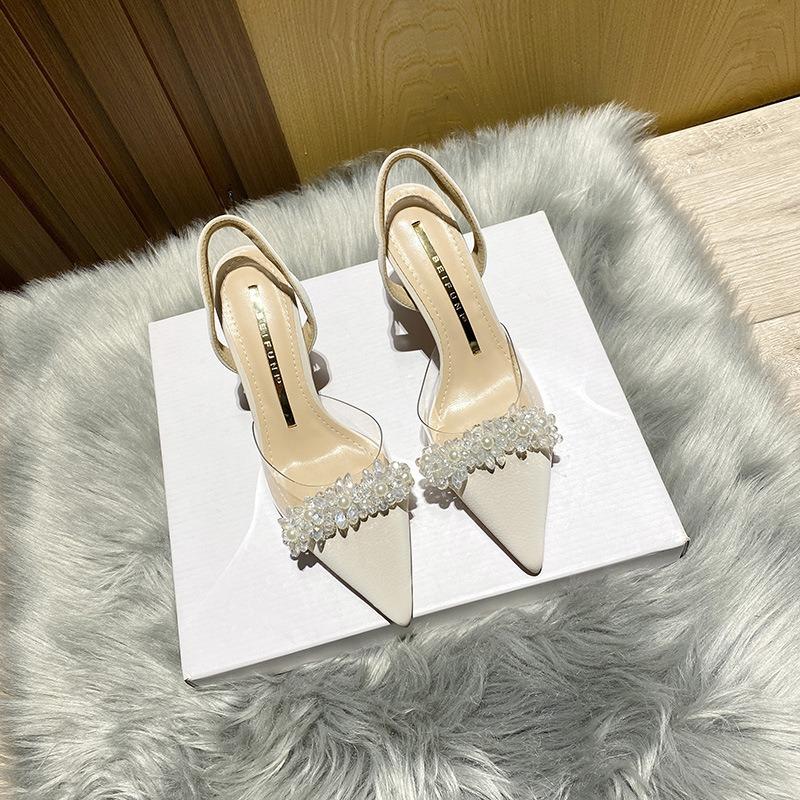 Fashion Women Slingback High Heels Summer Luxury Sandals Women Designers Elegant Pointed Toe High-heeled Sandals Transparent Party Shoes