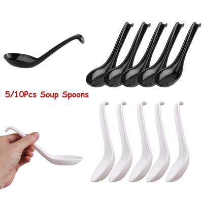 5/10Pcs Ramen Noodle Soup Spoons with Long Handle and Hook for Restaurants Home Hotel Food Shop