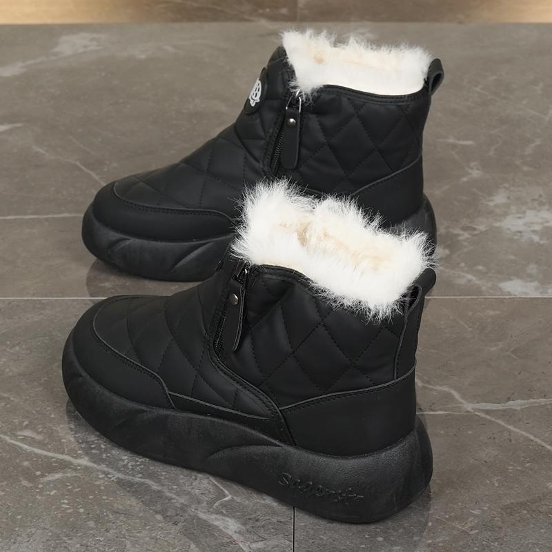 34-42 Winter Women's Large Fashion Plus Velvet Warm Thick Bottom Height Boosting High Top Cotton Shoes Snow Boots Midsole Women's Boots