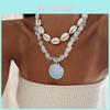 Shell Pendant Necklace For Women With Geometric Design Handmade Beach Style Summer