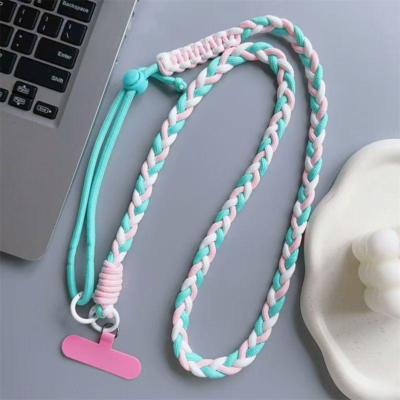Colorful Braided Crossbody and Anti-Lost Adjustable Strap for Girls - Keychain and Mobile Phone Hanging Rope