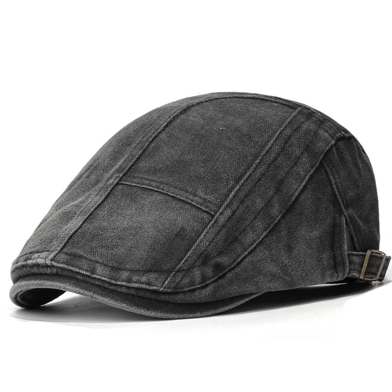 Washed Cotton Vintage Forward Cap Spliced Beret Hat Casual
