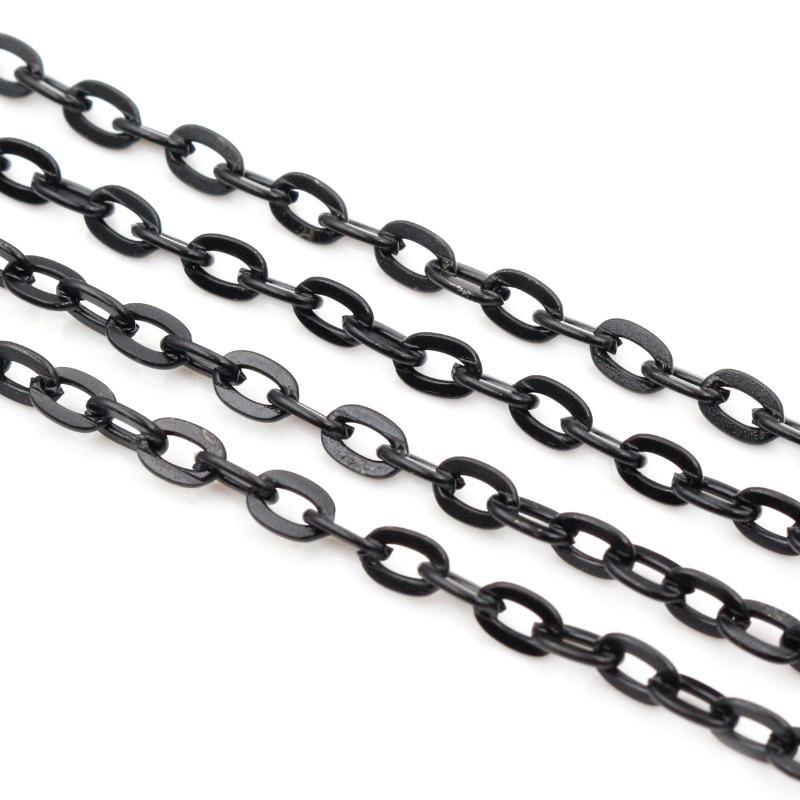 

5 Meters/lot 3x2mm 4x3mm 5 Colors Plated Handmade Unwelded Iron Cable Chains Necklace DIY Jewelry Making Findings Accessories 3x2mm чёрный
