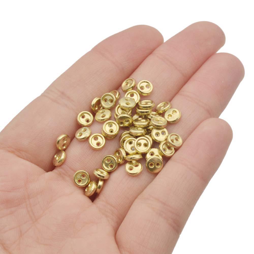 50Pcs 3mm/4mm Handmade Mini Metal Buttons DIY Doll Clothing Sewing Round 2-Holes Flatback Buttons Scrapbooking Accessories