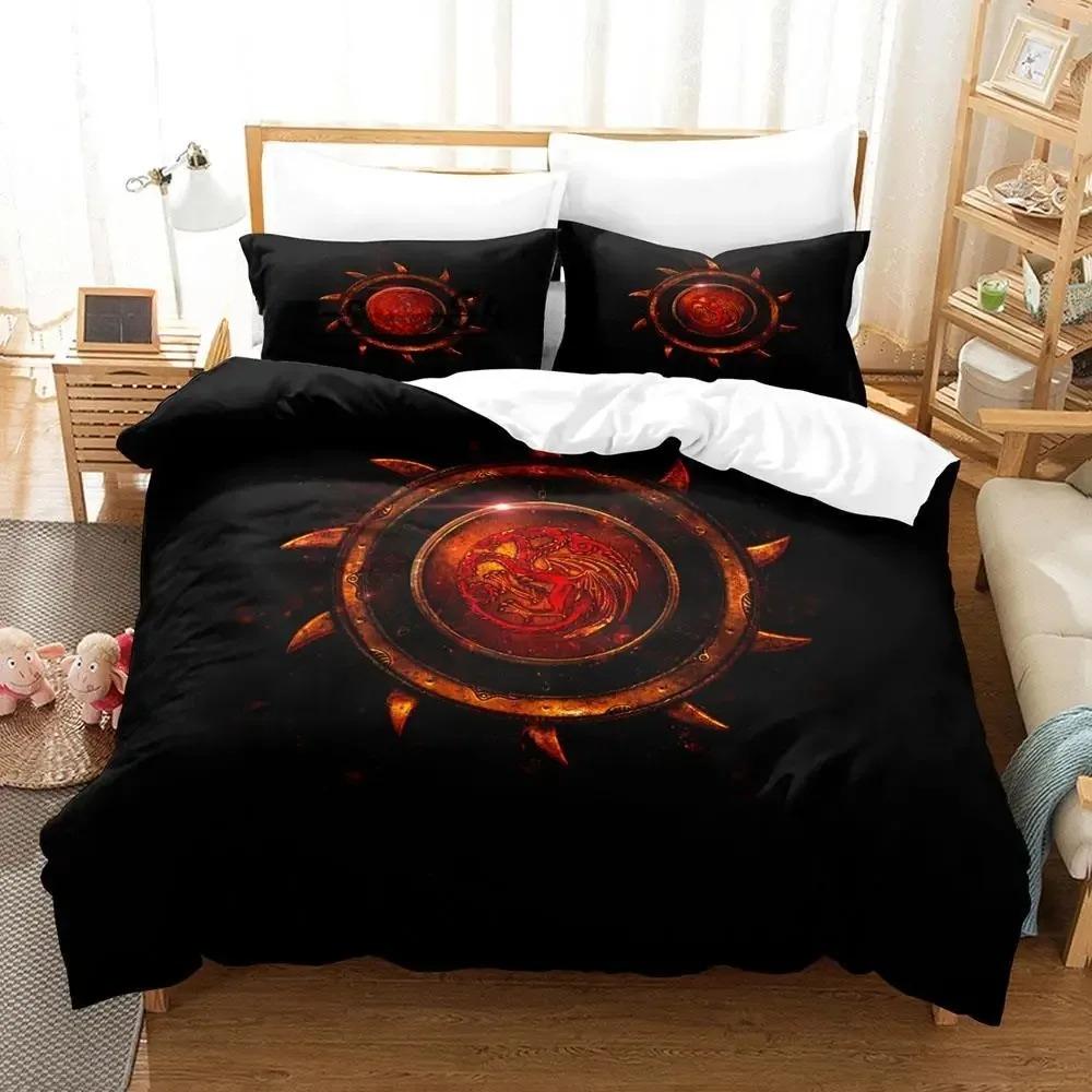 Collezione di biancheria da letto Drago di Fuoco Nero e Rosso Collezione per letto singolo, matrimoniale, queen size, king size Collezione di copripiumini per cameretta di adulti e bambini con lenzuola