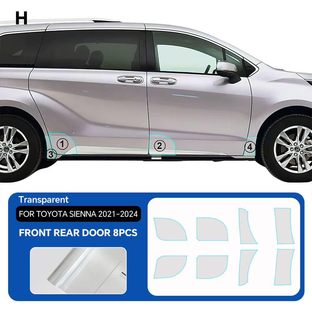 For Toyota Sienna -2024 Headlight Rearview Door Side Anti-scratch TPU Protection Film Pre-cut PPF Clear Bra Resistant Cover