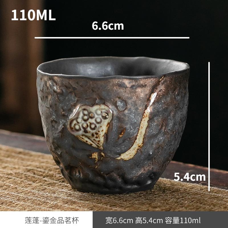 Gilt Tea Cup Rough Pottery Tea Cup Ceramic Chinese Vintage Tea Lamp Zen Master Cup