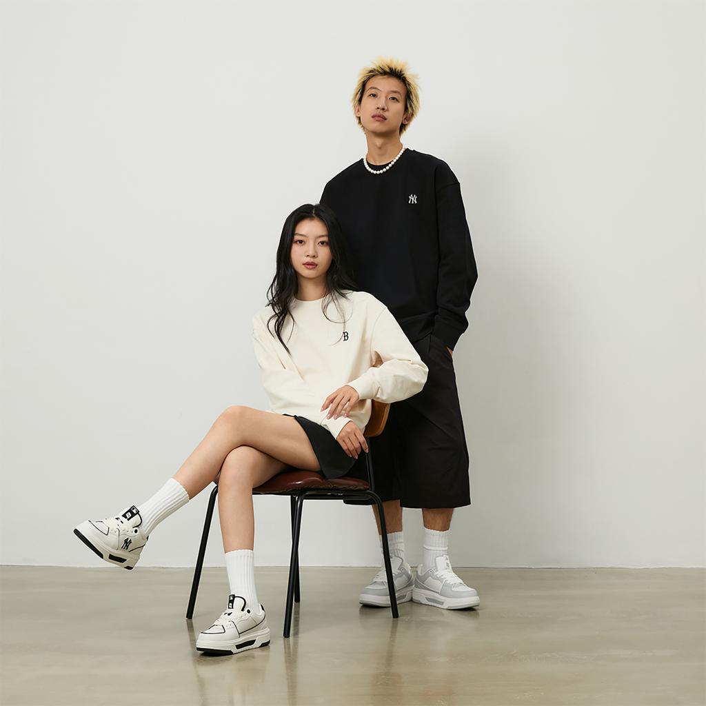 New MLB Chunky Liner Low Top Skateboard Shoes Unisex Ecru 3ASXCBS4N-50WHS