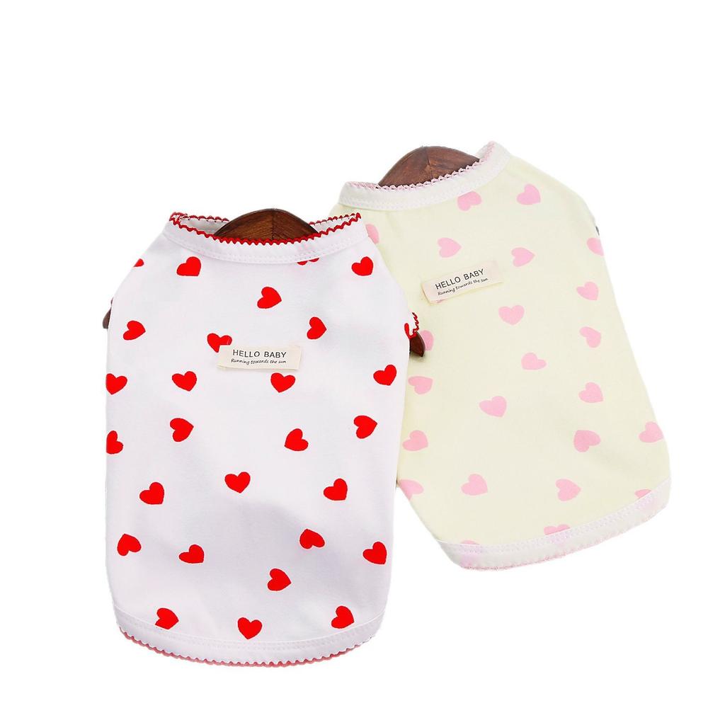 Spring and Summer Soft Vest Pet Teddy Bigbear Pomeranian Small Dog Cat Love Home Sleeping Clothes