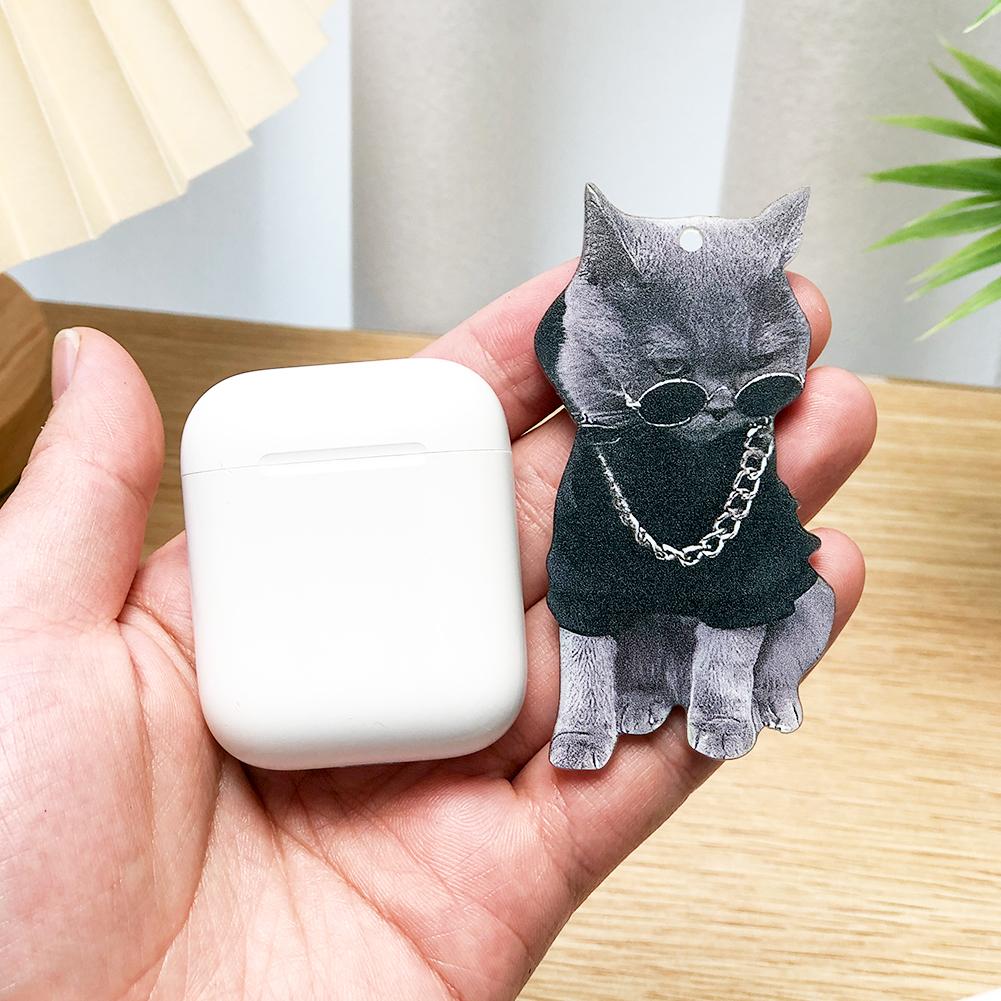 Fun Car Pendant Hanging Ornament with Chain Realistic Animal Cat-Shaped Rearview Mirror Hanging Decor Car Interior Accessories