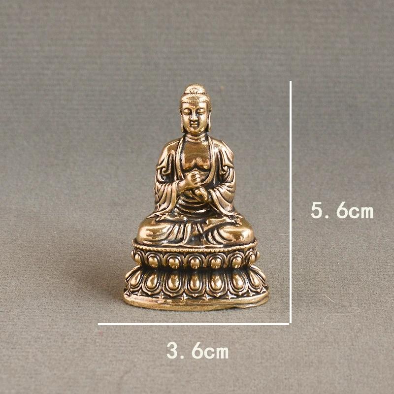 Brass Sakyamuni Figurines Miniatures Desktop Ornament Antique Copper Dharma Master Statue Decorations
