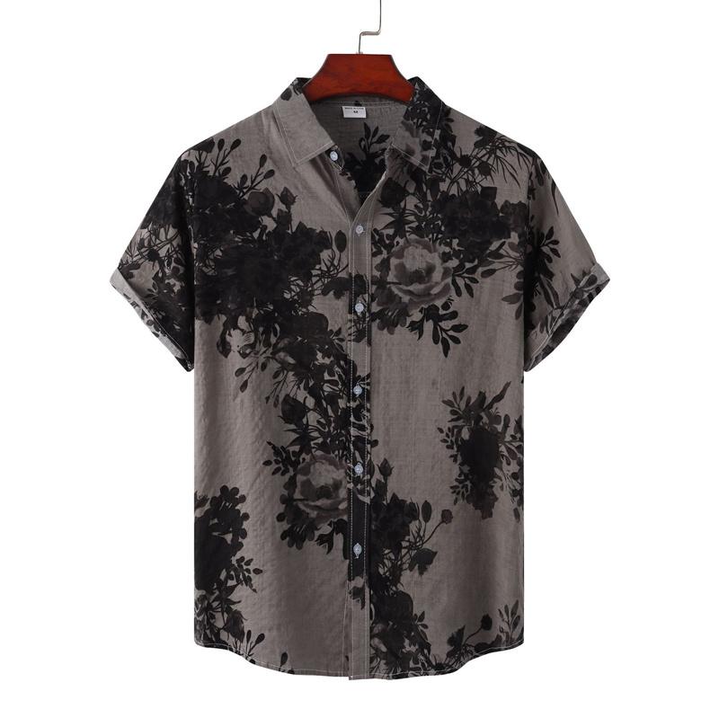 Summer Vintage Geometric Texture 3d Print Hawaiian Shirt Men Short Sleeves Tops Beach Harajuku Street Lapel Blouse Male Clothes