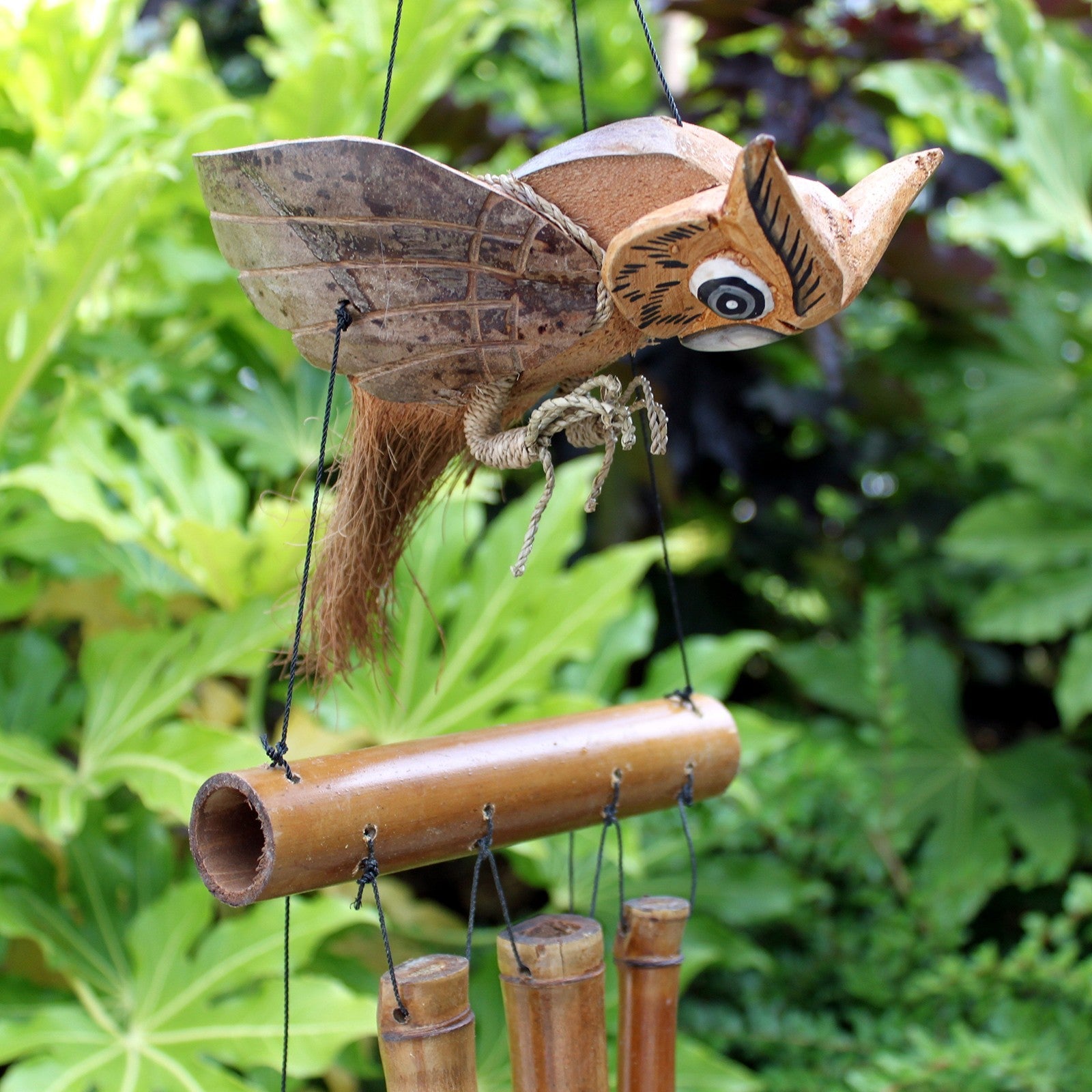 Shamtam Brown/Light Owl Wind Chime, Coconut