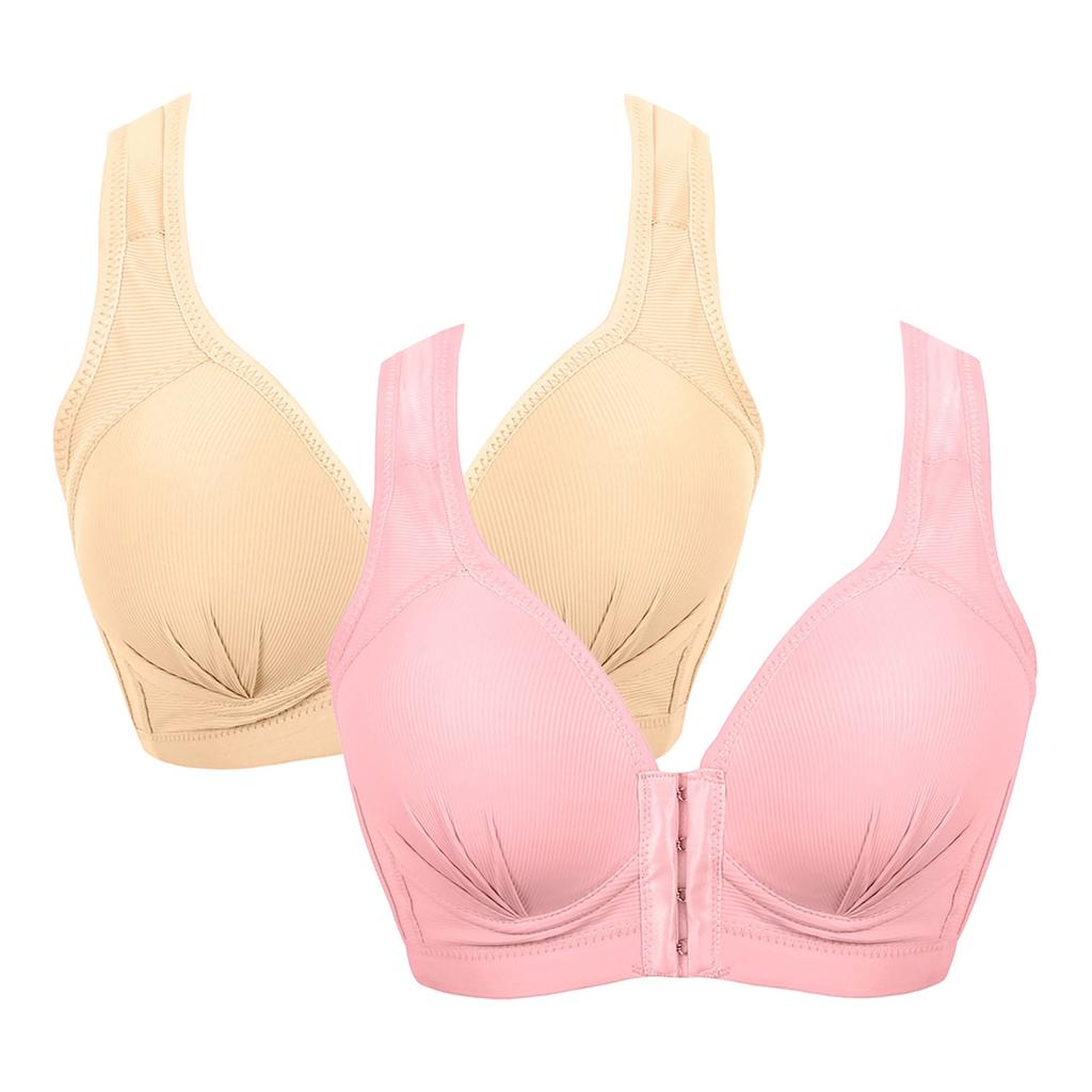 2ks Dámské spodní prádlo se zapínáním vpředu na extra elastické prodyšné krajkové lemování