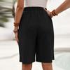High Waisted Women's Casual Loose Bermuda Shorts With Pockets Knee Length Summer Wide Leg Linen Shorts