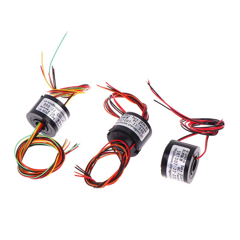 Průchozí kroužkový sběrač, vodivý kroužek, elektrický kartáč, miniaturní dutý hřídel 5 mm/7 mm, 2-kanálový, 4-kanálový, 6-kanálový, vodič 2A