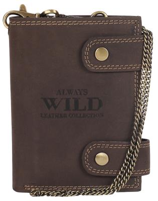 Attractive Men's Leather Wallet with Brass Chain - Always Wild