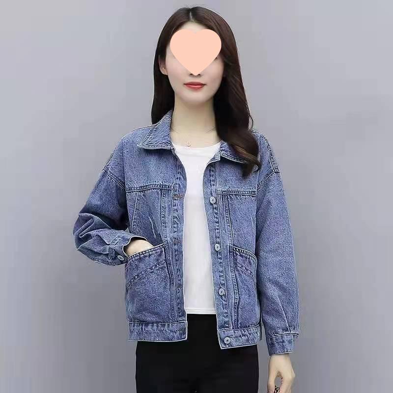 Women's Korean-Style Lambswool Denim Jacket - Autumn/Winter Loose Fit, Short Petite Student Design, Plus Velvet, Thick Cotton
