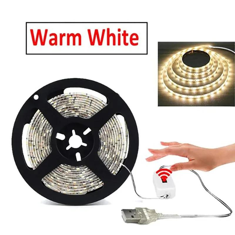 5V USB LED Strip Light with Hand Sweep Sensor Switch Dimmable Flexible Tape Lamp for TV Backlight Cabinet Mirror Decor Lighting