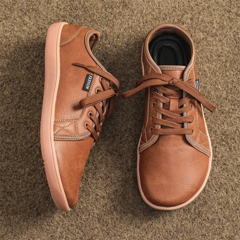 Zapatos Anchos de Moda Unisex para Pies Descalzos Ligeros de Cuero Zapatos Casuales Planos de Caminar Casuales para Exteriores Zapatilla de Punta Más Ancha de Moda para Hombres Mujeres