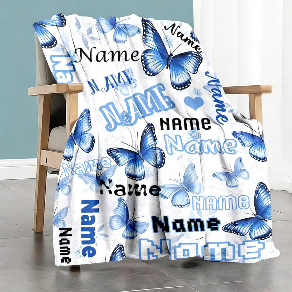 Name Butterfly Personalized Name Blanket Throw Personalized Blanket Comfortable Throw For Office Bed Seaside Sofa Four Seasons Multipurpose
