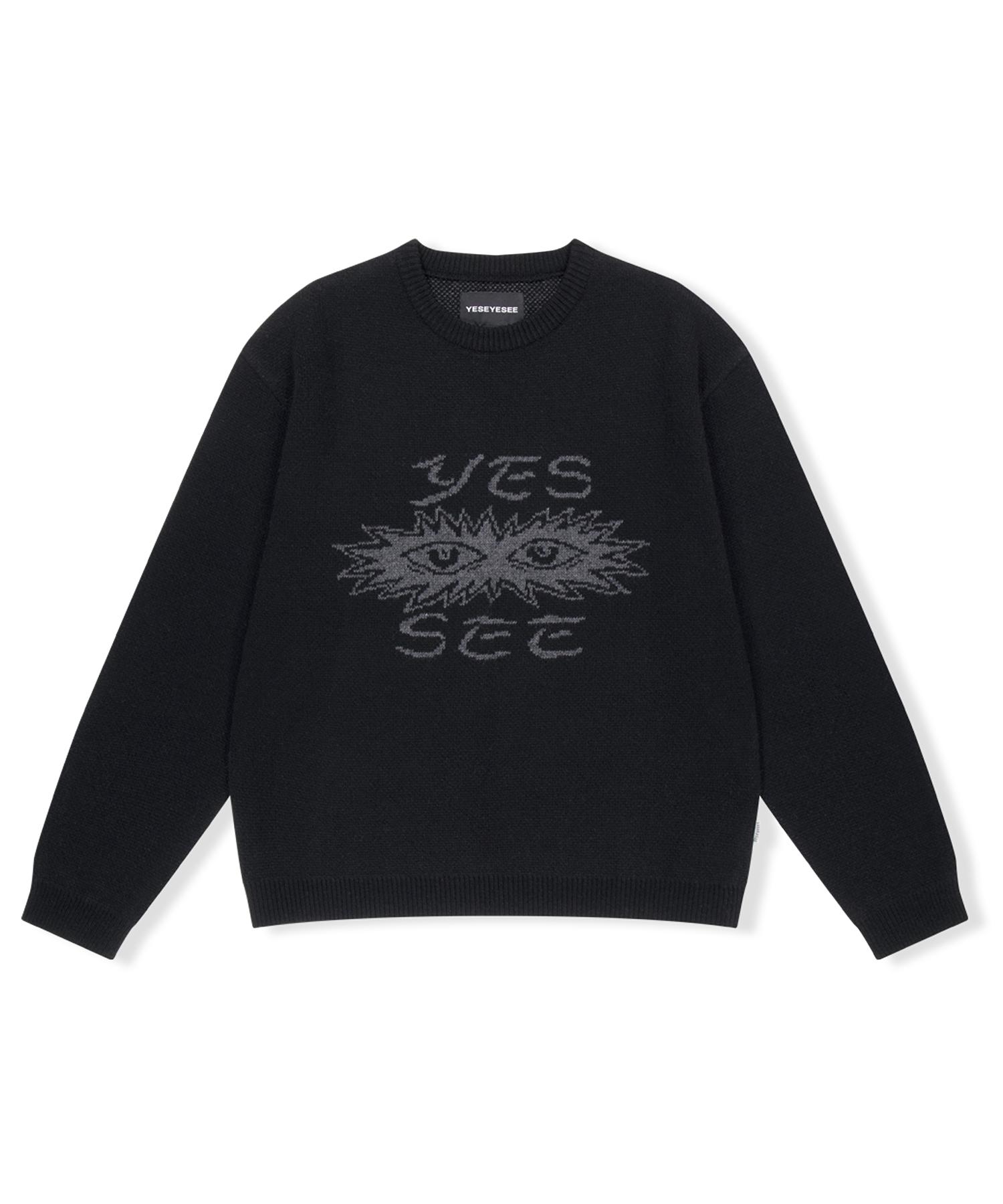 Yes Ic Eye Knit Pullover Sweater Black Xl