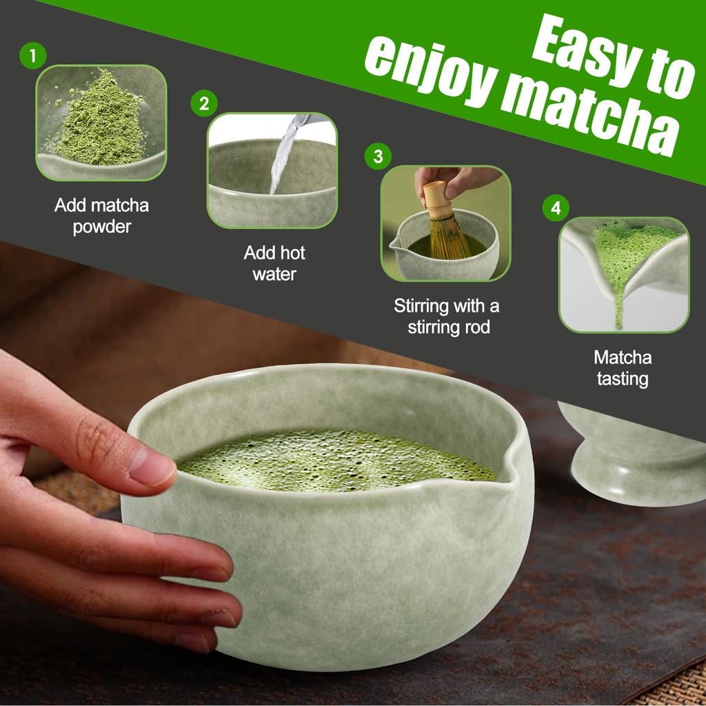 Matcha Bowl and Whisk Holder Set Japanese Matcha Tea Mixing Tool Tea Bowl Whisk Stand for Beverage Shop Cafe Matcha Drink Making