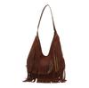 Lange Quasten Damenhandtasche Mode Umhängetaschen für Damen Handtasche Weiches PU-Leder lässige Hobo-Tasche Achseltasche Damen Tote