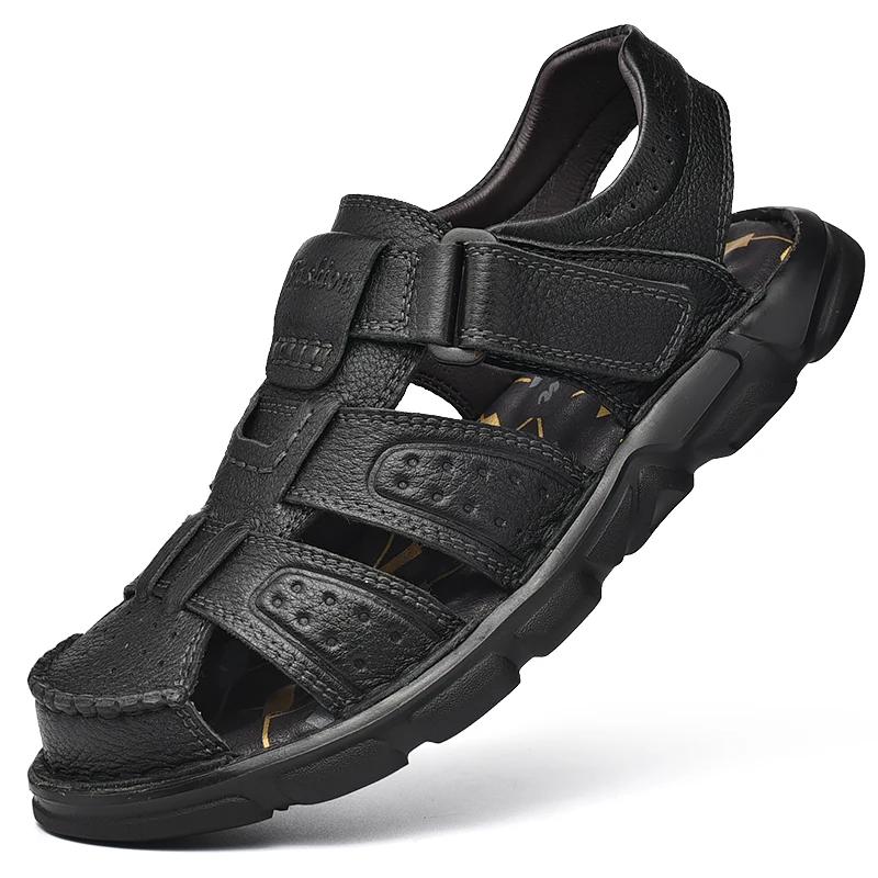 Fashion Genuine Leather Casual Shoes for Men High Quality Classic Sandals Summer Outdoor Walking Men Sneakers Breathable Sandals