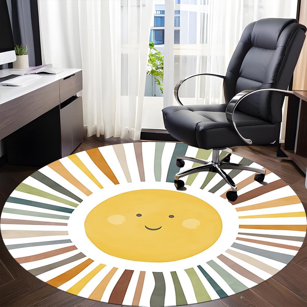 1pc Sunshine Spectrum Office Round Area Rug, Indoor Mat Suitable ForOffice, Under Office Chairs Bedroom Living Room Home Decor, Room Deco U52