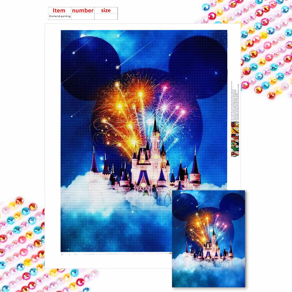 

Набор для алмазной вышивки «Замки и фейерверки», вышивка крестом, мозаичное искусство, алмазная вышивка, полная выкладка круглыми алмазами, украшение для дома Round 20x30cm