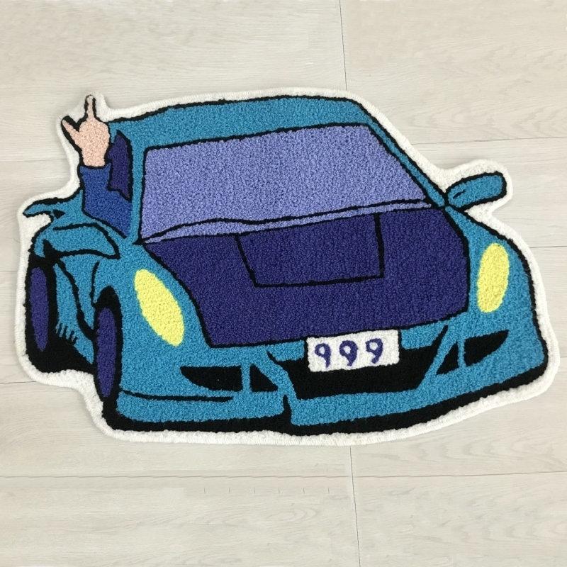

Fashion Car Shape Carpet Handmade Embroidered Plush Rug Children Living Room Bedroom Decor Floor Mat Doormat 75X50cm 75X50CM