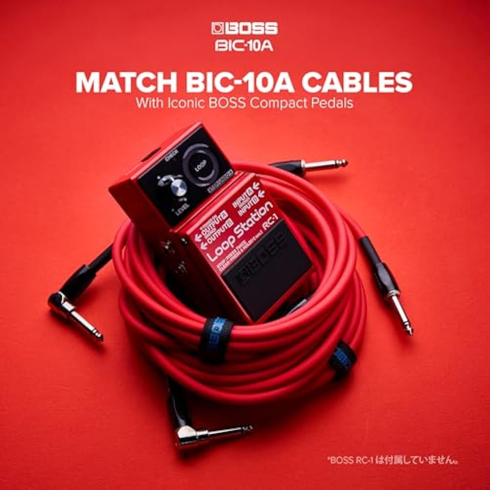 BOSS Boss BIC-10A-RD Guitar Cable Red 3m L Type - Straight Type Oxygen-free Braided Cable
