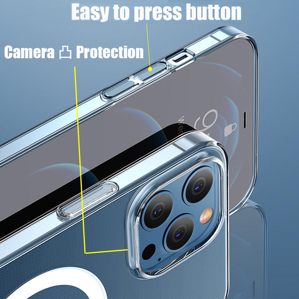 For Magsafe Magnetic Wireless Charging Case For iPhone 15 14 13 12 11 Pro Max X XR 7 8 Plus Transparent Protection Back Cover