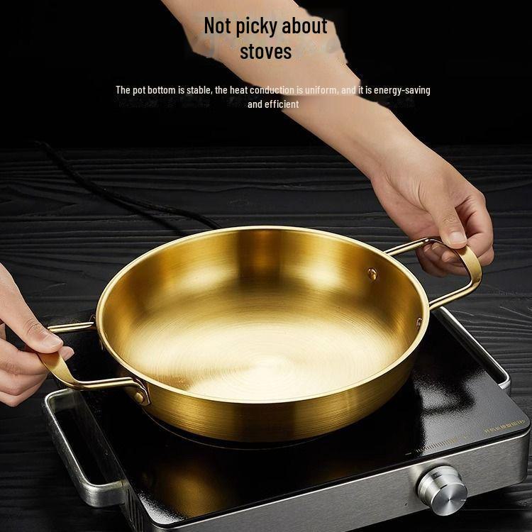 Korean Stainless Steel Mini Double-Ear Hot Pot for Seafood and Noodles