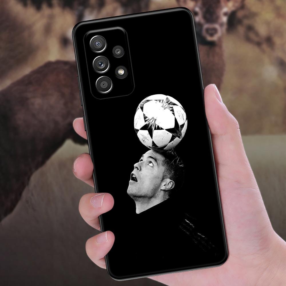 C-R-7 Dark Football Phone Case For Samsung Galaxy A57 A56 A37 A55 A36 5G A26 A54 A52 A35 A34 A25 A17 A16 A15 A07 A06 Soft Cover