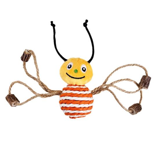 Sisal Cat Toy with Rattle Sound Sisal Hemp Bee Shape Cat Teaser жёлтый