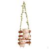 Pig Figurine Hanging Sculpture Cute with Rope Animal Garden Statue Resin Ornament for
