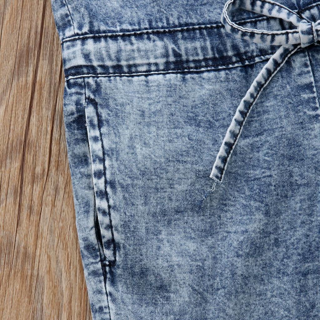 Sommer-Jeans-Overall für Mädchen mit kurzen Ärmeln, dünner Jumpsuit