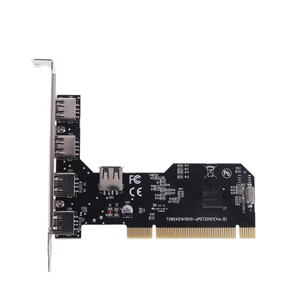 

5 Ports USB 2.0 PCI Hub Controller Expansion Card 480Mbps Internal USB 2.0 PCI Card Desktop Converter Card NEC720101 Chipset чорний
