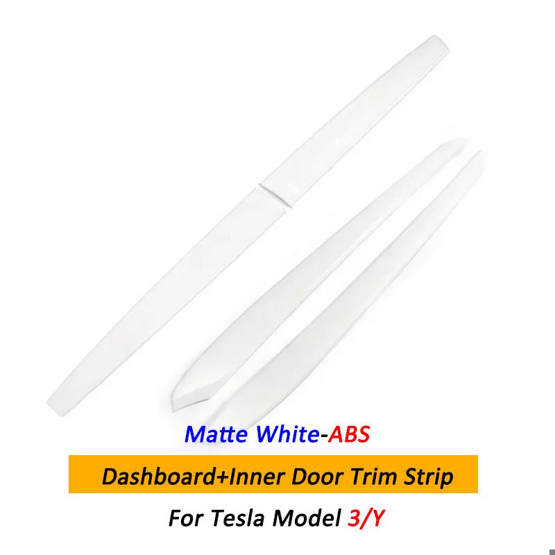 Car Dashboard Cover For Tesla Model 3 Y Door Dash Trim Panel Carbon Fibre ABS Interior Accessories Sticker 2021-2024 New