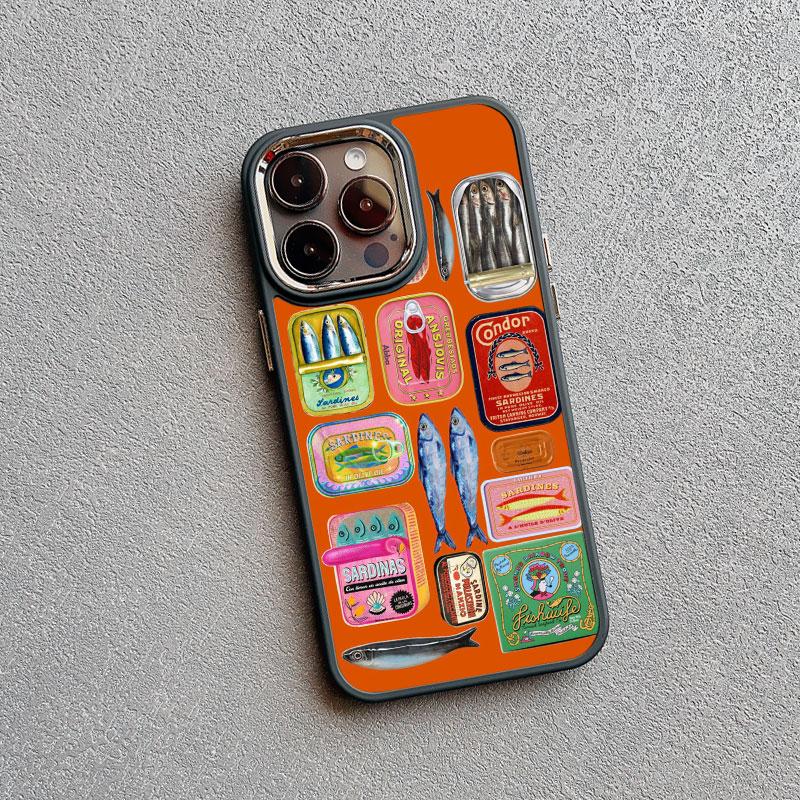 Silicone Phone Case For Iphone 11 12 13 14 Pro Max 16 15 Pro Max Plus XR XS X 7 8 SE2 Sardines Fish Art Shockproof Back Covers