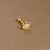Gold Stainless Steel Earrings with Zircon Studs - Creative and Elegant Design