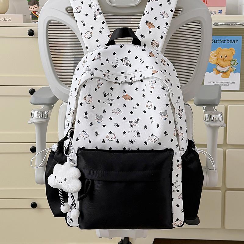 Schoolbag Korean Version Ins Cute Casual Backpack Large Capacity Cute Graffiti Junior High School Schoolbag Female Sweet Versatile Backpack
