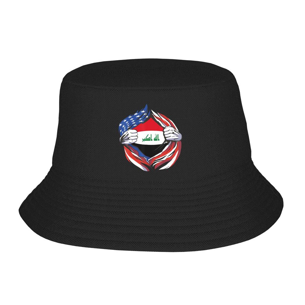 Picnic Headwear Iraq Flag Merch Bucket Hat Harajuku Girls  Sun Bob Hat