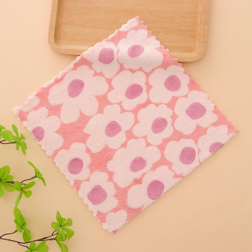 Coral Fleece Absorbent Kitchen Dishcloth - Small, Thick, Easy-to-Use Hand Towel for Dishwashing