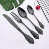 Black 18/10 Stainless Steel Retro Cutlery Set Dinnerware Set Knife Fork Spoon Tea Spoon Tableware Set Kitchen Dinner Flatware Set